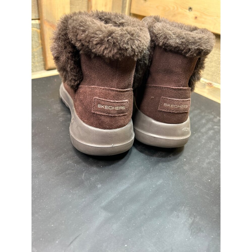 Kelly Skechers Womens Air Cooled Goga Mat Brown Suede Faux Fur Ankle Boots 7.5 - Picture 6 of 8